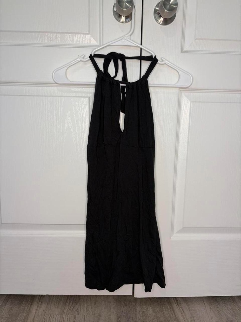 Black Halter Tie-Back Mini Dress